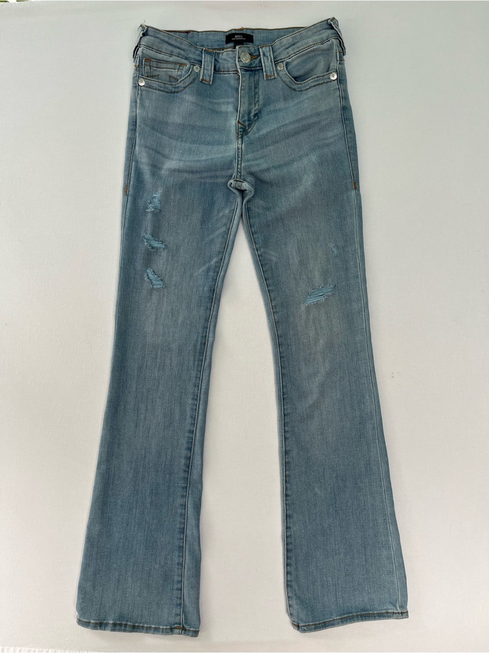 True Religion Becca Mid Rise Bootcut Jeans Women’s Size 27 Blue Denim Flare Legs